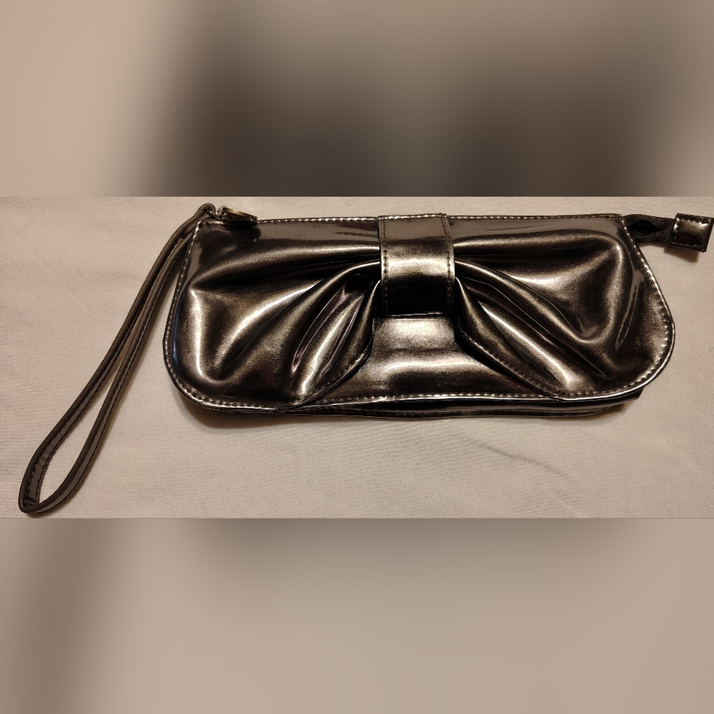 Hello Kitty Silver Metallic Clutch 9" x 3 1/2"